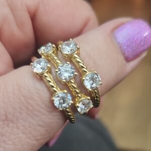 Judith Ripka Sterling Silver 925 Gold-Tone Diamonique CZ Ring